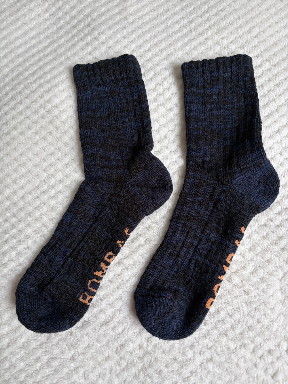 NWOT Bombas Women's Chunky Ragg Half Calf Navy/Black Sock - Unisex Large